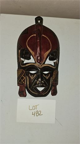 African Hand Carved Tribal Warrior Mask