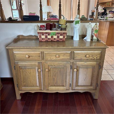 Solid Oak 3-Door Buffet - 50 x 20 x 35"H