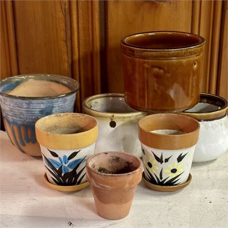 Collection of Smaller Sized Clay and Ceramic Planters