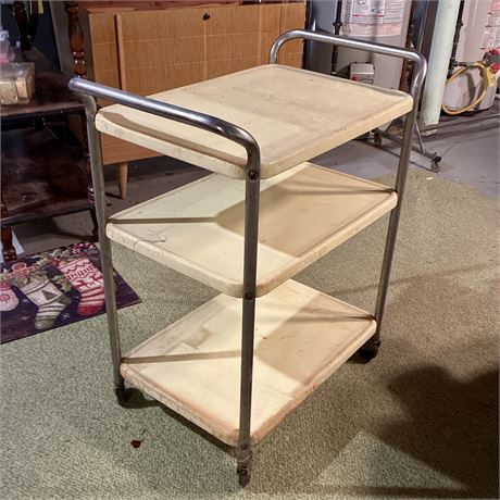 Vintage 3-Tier Metal Rolling Cart - 27 x 16 x 32"T