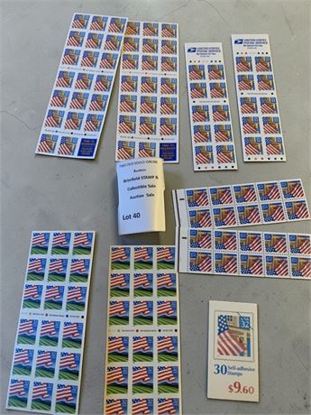 US Postal Stamp Unsealed Sheets Flag/Porch Style - 32 Cent Stamp Sheets & Book