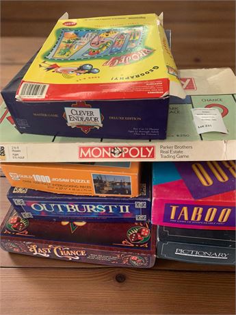 Board Game Lot - Monopoly, Outburst, Taboo, Last Chance, Pictionary & More