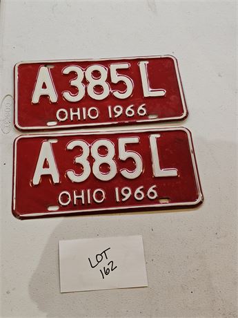 Vintage 1966 Ohio License Plate Set