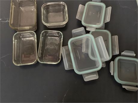 Glass Rectangle Lunch/Storage Containers With Plastic Lids