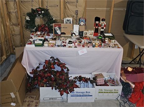 Large Lot Of Mixed Christmas- Ornaments, Wreaths, Lights, Decor & More