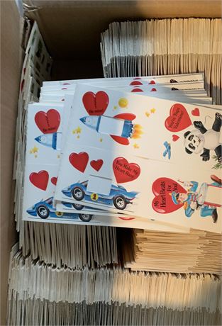 Small White Cardboard Gift Box & Valentines Day Stickers Lot