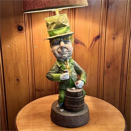 Tall, Retro W.C. Fields Hand-Painted Chalkware Lamp - 36"Total Height