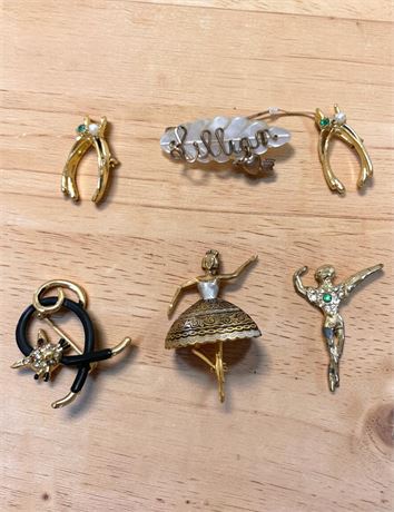 Marcel Boucher Figural Ballet Brooch, Spanish Toledo Damascene Ballerina Brooch