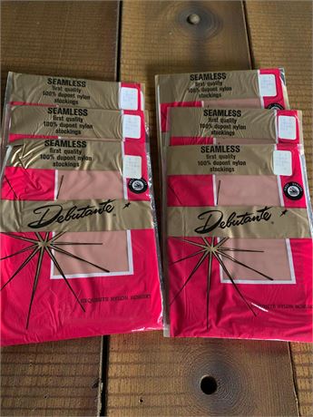 Vintage Debutante Seamless 100% DuPont Nylon Stockings In Cinna Glo Sz 10
