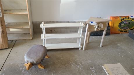 White Shelf / Corner Table & Foot Stool