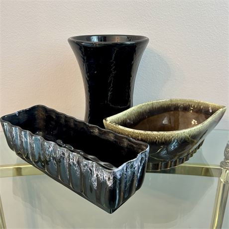 Retro Ceramic Planters and Ebony Vase
