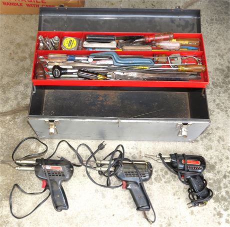 Toolbox With Tools, Soldering Guns