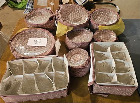 Fortecrisa Basket Weave Clean Glass Tableware- Plates, Salad Bowls, Cups & More