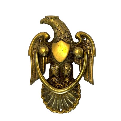 Vintage Solid Brass American Eagle Door Knocker - 8.75 x 6"