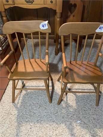 Vintage Wooden Children's Chairs - Set Of 2