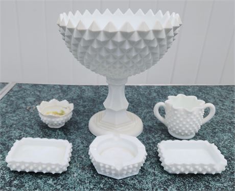 Assorted Fenton Milk Glass Dishes