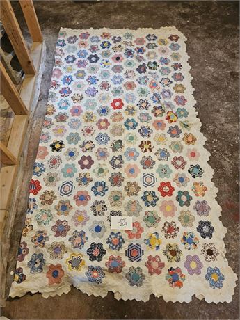 Handmade “Grandmother’s Flower Garden” Quilt Top