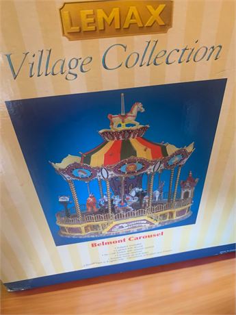 Lemax Village Sights & Sounds Collection Belmont Carousel 44171 Retired Org Box