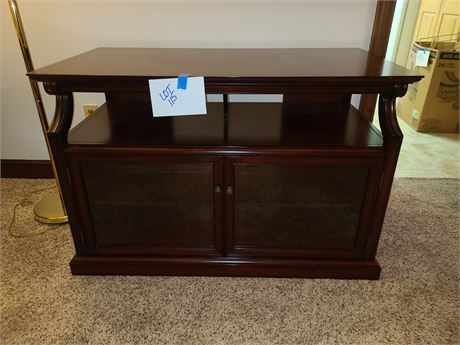 Wood & Beveled Glass Front TV Entertainment Stand