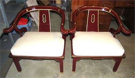 Horseshoe Back Red Lacquered Chairs
