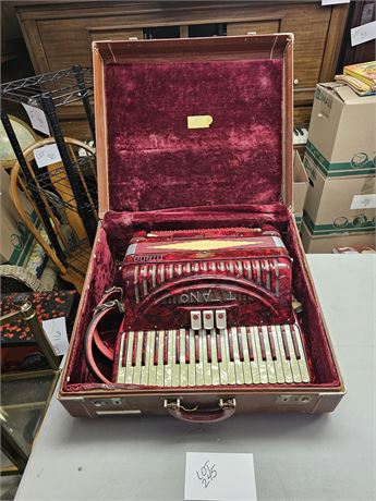 Vintage Red Titano Accordian with Carrying Case