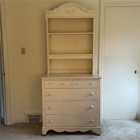 Vintage 2-Piece Dresser Bookcase/Hutch - 35.5 x 18 x 79"Total Height