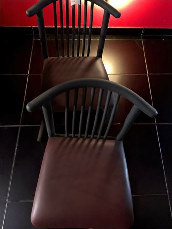 Vinyl Restaurant Pub or Diner Chair Set of 2 In Maroon & Black (Vintage)