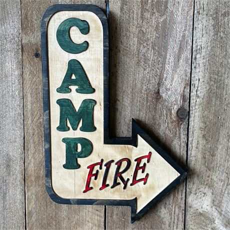 CNC Carved Camp Fire Arrow Sign