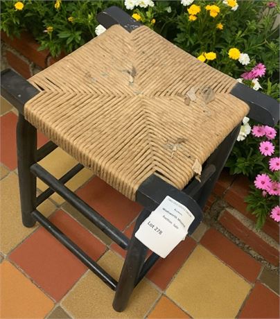 Italian Stool W/Handwoven Rush Seat