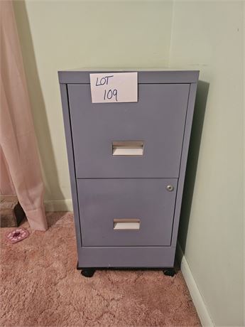 Gray Metal Two Drawer File Cabinet
