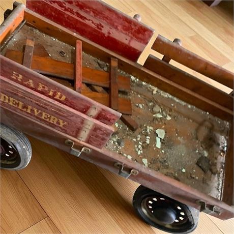 Vintage Radio Flyer Town & Country Red Wooden Wagon (Some Damage)