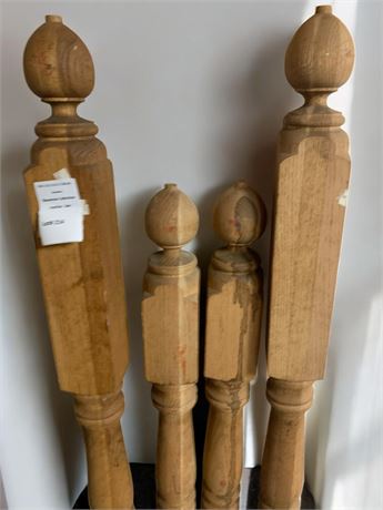 Solid Oak Wood DIY Spindle Stair Newel Posts or Island Legs - Lot of 4