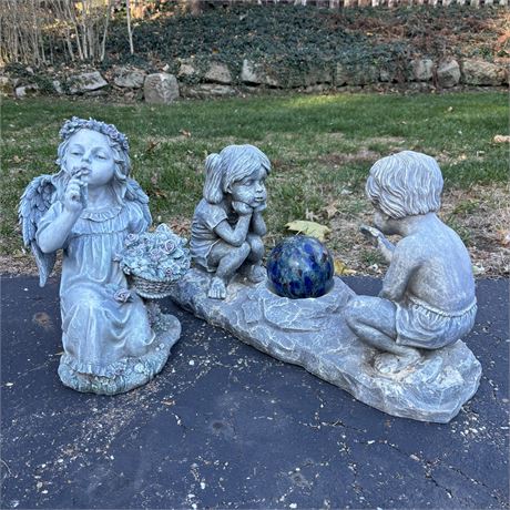 Fairy Garden Outdoor Decor, One w/ Medium Gazing Ball Center