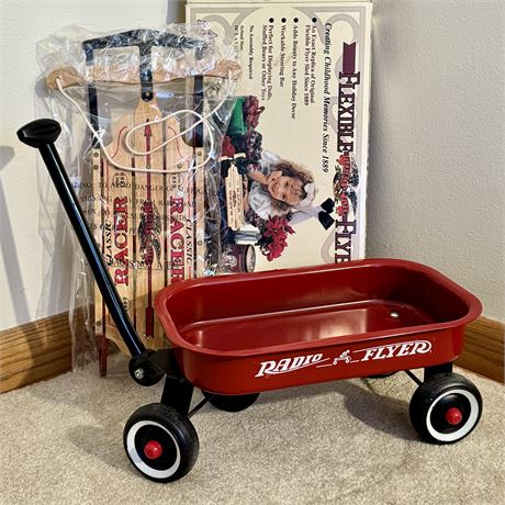 Mini Flexible Flyer Classic Racer and Radio Flyer Wagon