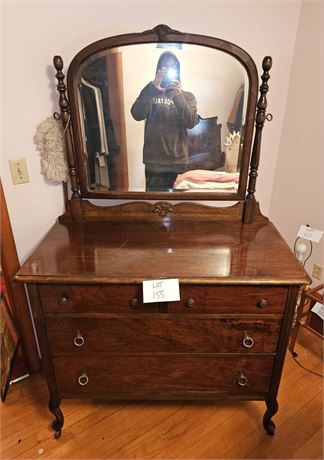 Vintage Wood Dresser With Mirror
