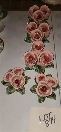 Vintage Pink Clay Roses Sculpture Floral Sizes Vary