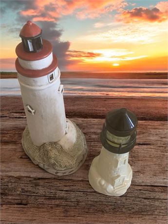 Geo Lefton 1992 11" Marblehead Ohio Lighthouse Lamp & Old Spice Light House