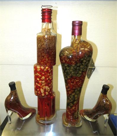 Decorative Infused Vinegar Pepper Jars