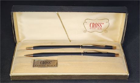 CROSS Ballpoint Pen & Pencil Set Classic Black w/ Gold Tone