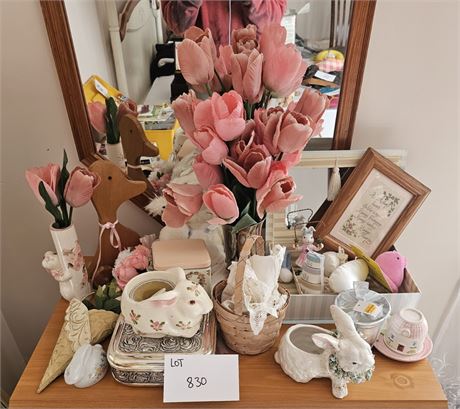 Mixed Home Decor Spring Lot - Easter, Faux Floral, & More
