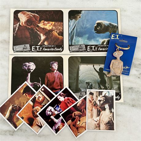 1980's E.T. the Extra-Terrestrial Keychain and Stickers