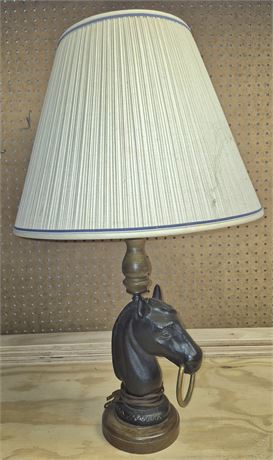 Metal & Wood Horse Lamp