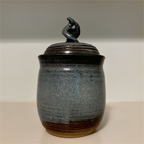 Studio Pottery Covered Jar Hand Signed by Ginnie Weller