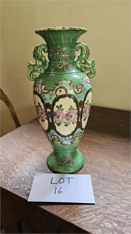 Antique Hand Painted Floral Vase