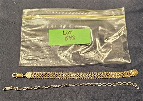 Sterling GoldTone 7" Bracelet & 7" Link Bracelet Total : 0.52 ozt