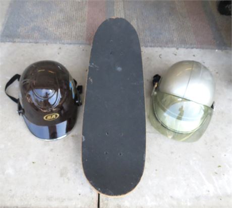 Helmets and Skateboard