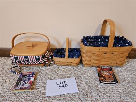 Longaberger '97 Patriot Basket/'99 Classic Candle Basket & '99 Classic Basket