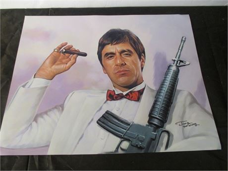 Unique "Scarface" Al Pacino Jiang Zun Zhong Signd Poster