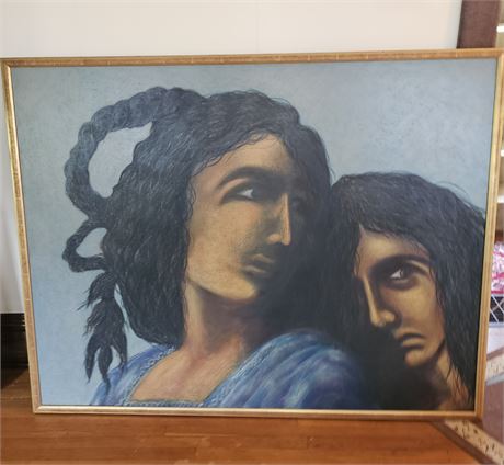 Signed John Sokol "1987" "Thalia and Melpomene" Oil On Canvas