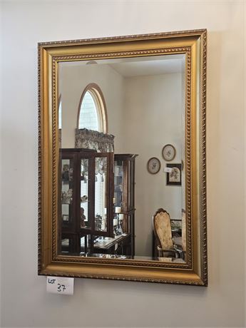 Beveled Glass Hall Mirror With Gold Matte Frame